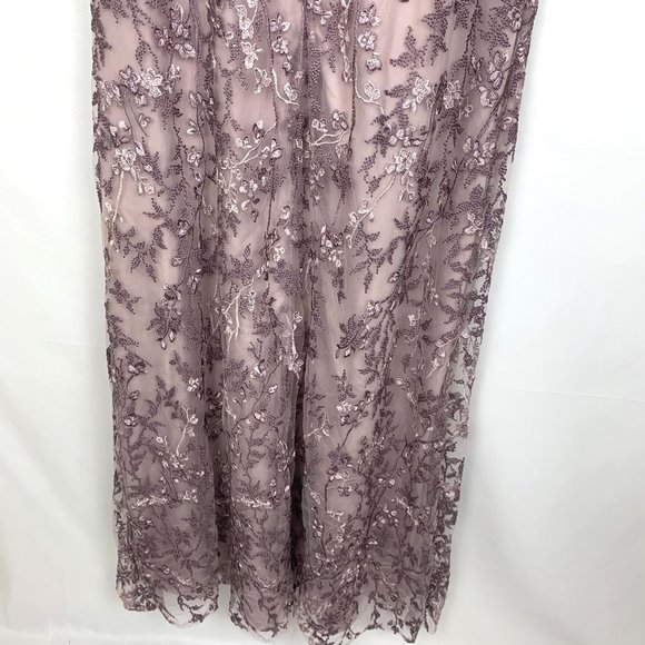 NWT La Femme 27956 Embroidered Crystal Gown Dress Dusty Lilac Purple 14 - Picture 9 of 10